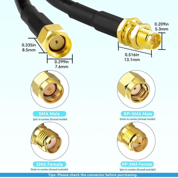ASIASN-32.8ft Upgraded RP-SMA Female to RP-SMA Male BMR200 Cable LMR200 Equivalent RPSMA Extension Cable Ultra Low Loss for WiFi Router,Security Camera & Wireless Network Card Better Than RG58