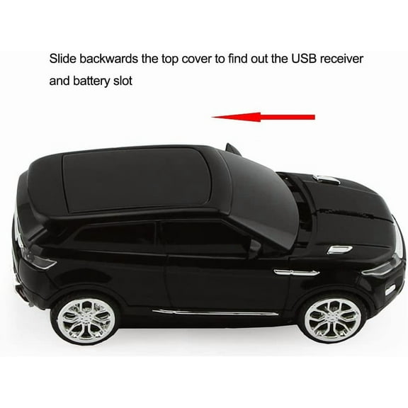 ASIASN-3C Light Car Mouse Wireless 2.4GHz Cool Sport SUV Car Shape Mouse Optical Mice 1600 DPI with USB Receiver Suitable for PC/Computer/Laptop (Black)