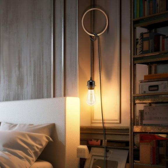 ASIASN-3Pack Plug in Hanging Light Kit, E26/E27 Vintage Hanging Lights with Plug in Cord, Retro Pendant Light Kit, 12FT Cord with On/Off Switch, Pendant Light Cord for Hanging Light(Black)