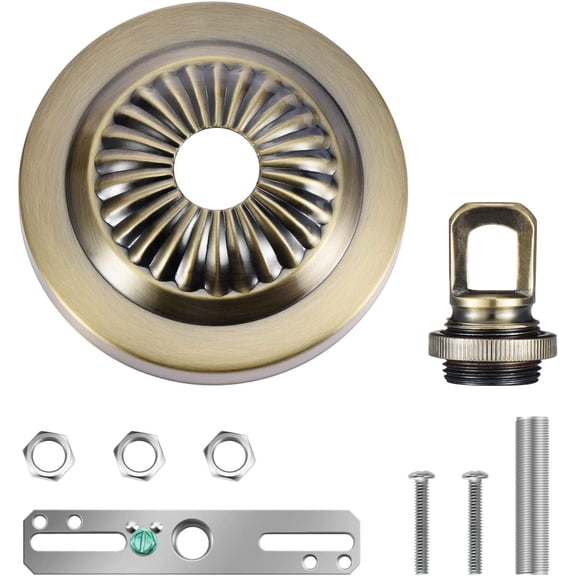 ASIASN-4.75 Inches Diameter Canopy Kit and 6 feet Pendant Light Fixture Chain with Maximum Fixture Weight of 50 Pounds for Chandelier or Swag Light Fixtures, Antique Brass