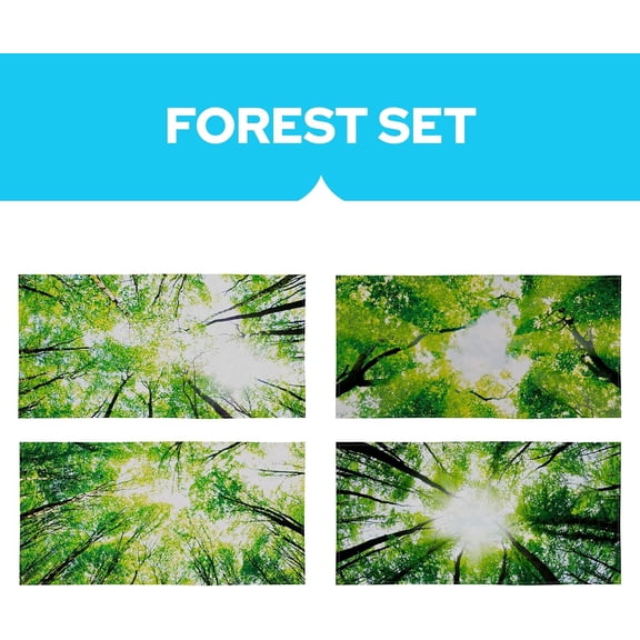 ASIASN-4-Pack Forest Fluorescent Light Covers for Ceiling Lights - 2x4 ft Fabric Magnetic Lighting Shade - Classroom Office & Sensory Room Lamp Diffuser, Artificial Skylight, Teacher Decor