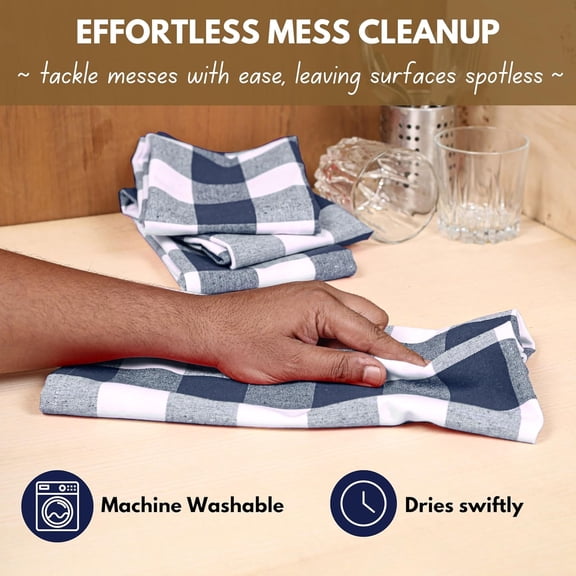 ASIASN-4-Pack Kitchen Towel with Hanging Loop 16x26 inches, Cotton Buffalo Check Kitchen Towels for Cleaning Drying, Washcloths Soft & Absorbent Cloth Rags, Bar Towel, Dish Cloth, Navy