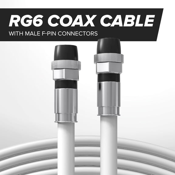 ASIASN-40' Feet, White RG6 Coaxial Cable with Rubber booted - Weather Proof Indoor/Outdoor Rated Connectors, F81 / RF, Digital Coax for CATV, Antenna, Internet, Satellite, and More