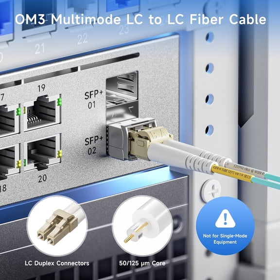 ASIASN-40Gb OFNP Plenum Rated Multimode Duplex 50/125 OM3 Fiber Cable, LC to LC Fiber Optic Cable - 23ft / 7m