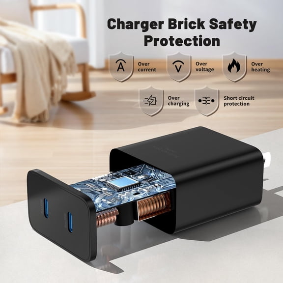 ASIASN-45W Dual Port Super Fast Charger with Long USB C to C Cable 10ft,Type C Wall Charger Block and Android Phone Charging Cord for Samsung Galaxy S25 Ultra/S25+/S24+/S24 Plus/S23+/S22+/S21/S20/Not