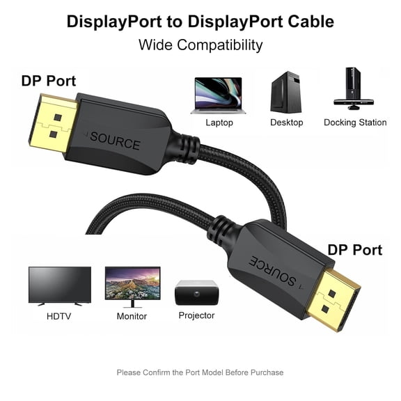 ASIASN-4K DisplayPort to DisplayPort Cable 10 Feet, 2-Pack DP to Display Port Cable 10FT - 4K 60Hz, 2K 144Hz, 2K 165Hz Computer, Laptop, TV, Docking Station, Graphics Card and More
