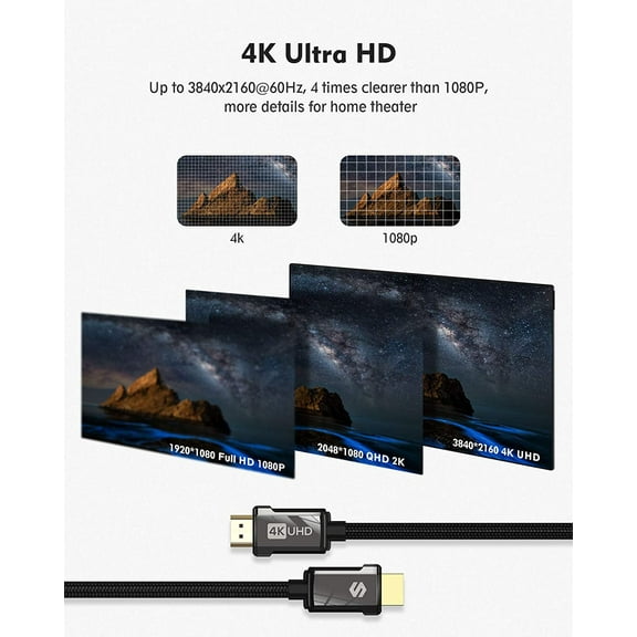 ASIASN-4K HDMI ARC Cable for Soundbar 10FT, High Speed 18Gbps HDMI 2.0 Cable, [4K HDR, ARC HDCP 2.2, Ethernet], Braided HDMI Cord, Compatible Compatible for Vizio Samsung Sound bar, UHD TV, Blu-ray