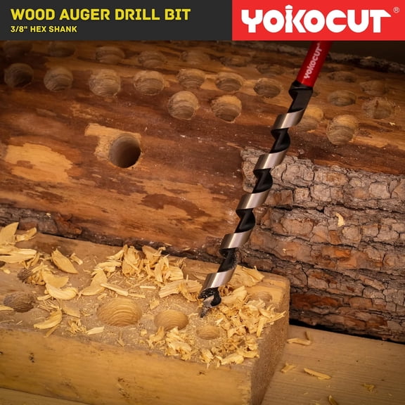 ASIASN-5/8" x 17" Auger Drill Bit for Wood, Hex Shank 3/8 Inch, Wood Boring Drill Bits, Ship Auger Long Drill Bit for Soft and Hard Wood, Plastic, Drywall Tree Stump and Composite Materials