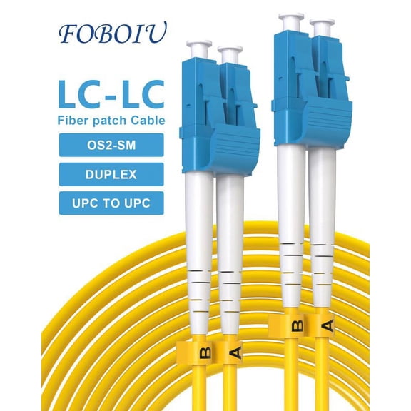 ASIASN-5 Pack OS2 LC to LC Single Mode Fiber Patch Cable 2m/6ft, Duplex OS2 SM Fiber Optic Cable OS1, 9/125um LZSH 1G/10GB Fiber Optical Patch Cord, Including 3ft/6ft/10ft/15ft