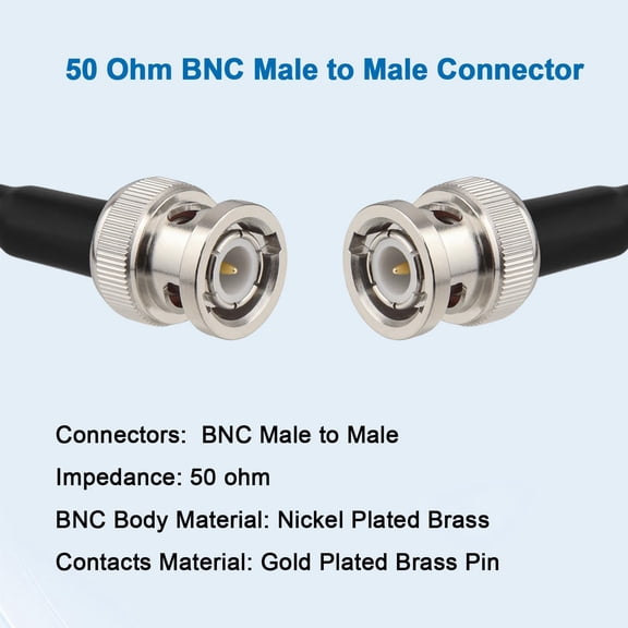 ASIASN-50 ohm BNC Cable 20FT, BNC Male Extension RG58 Coax Cable for Antenna Analyzer, CB Radio, Security CCTV Camera