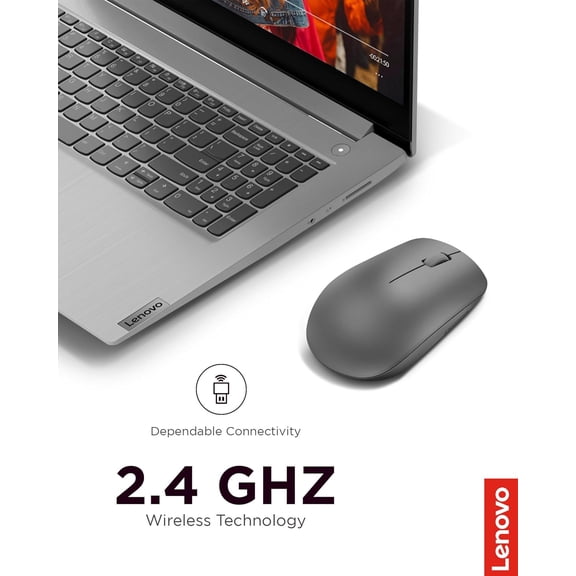 ASIASN-530 Full Size Wireless Computer Mouse for PC, Laptop, Computer with Windows - 2.4 GHz Nano USB Receiver - Ambidextrous Design - 12 Months Battery Life - Graphite Grey