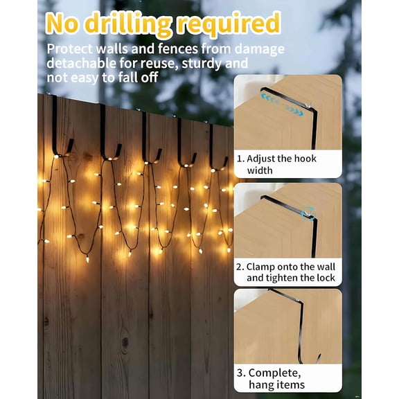 ASIASN-5PCS Adjustable Cinder Block Wall Hangers, 6-11" Outdoor String Light Hooks, Metal Concrete Brick Clips, Wreath Hangers No Drill