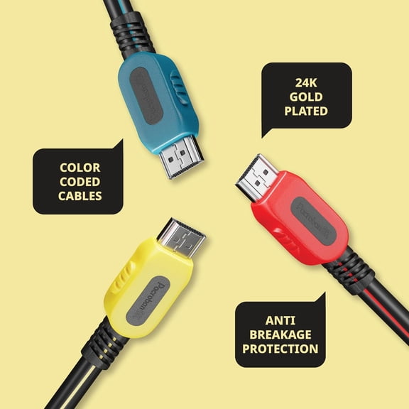 ASIASN-6 Feet 3 Pack HDMI Cables | 8K 60Hz, 4K 120Hz, Dynamic HDR, 48Gbps, Ultra High Speed, Gold-Plated Plugs, Ethernet | Ideal for TV, Monitor, Projector, Soundbar