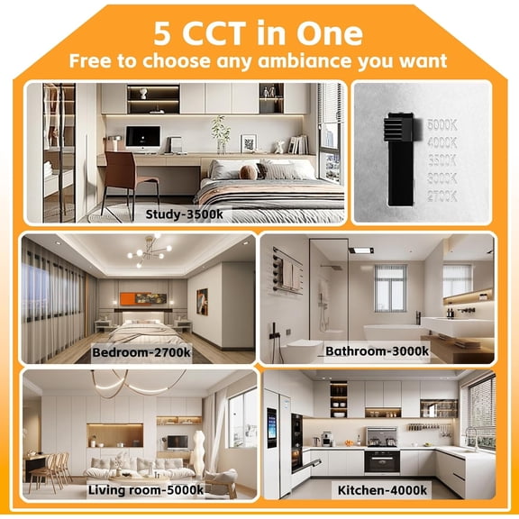 ASIASN-6 Pack 4 Inch 5CCT Ultra-Thin LED Recessed Ceiling Light with Junction Box, 12W Dimmable High Brightness Canless Wafer Downlight for Kitchen,Bathroom,Living Room,Hallway -ETL&FCC