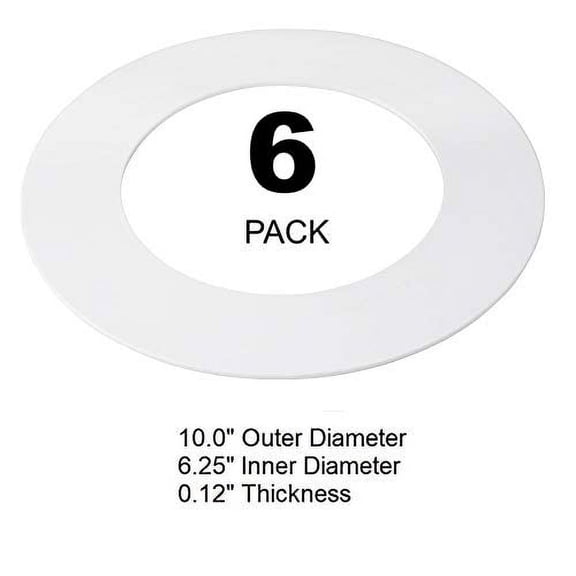 ASIASN-6 Pack Gloss White Goof Trim Ring for Recessed Can Lighting Down Light, Outer Diameter 10 Inches, Inner Diameter 6.2 Inches