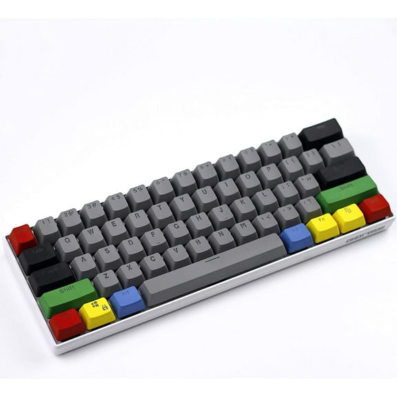 ASIASN-61 Key Layout OEM Profile PBT Thick Keycaps for 60% Mechanical Keyboard for RK61,GANSS ALT61,IKBC Poker,Anne PRO,GH60,iqunix f60 (Dolch RGBY)