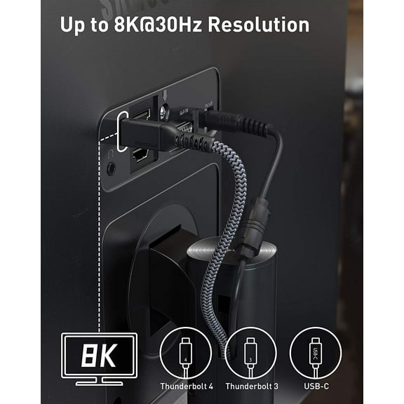 ASIASN-[6Ft] Thunderbolt 4 Cable, Support 40Gbps Data Sync/240W Charging and 8K/5K@60Hz for Thunderbolt 4/3, USB4, and USB-C Devices