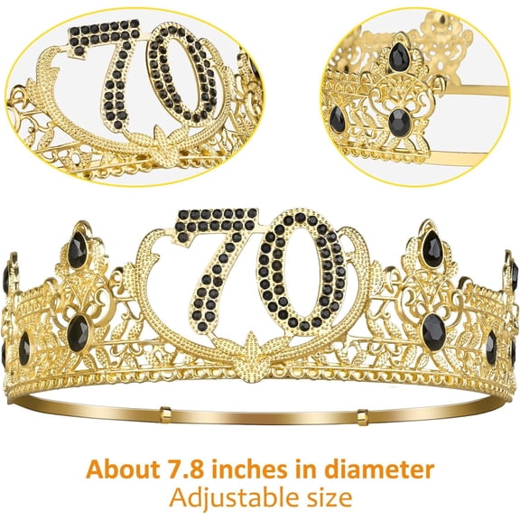 ASIASN-70th Birthday Gifts for Men, 70th Birthday Decorations for Men, Party Decor Supplies Including King Crown & Sash & Balloons & Cake Topper & Candles