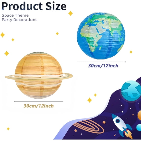 ASIASN-8 Pcs Solar System Planet Paper Lanterns, 12 Inches Large Paper Lantern Planets Hanging Lanterns Space for The Room Ceiling Classroom Birthday Party Decorations