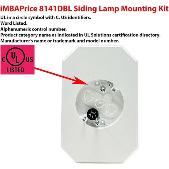 ASIASN-8141DBL White Siding Mount Block, UL Listed Vinyl Light Mounting Block with Built-in Electrical Box for 4" and  Lap Double Siding, 1-Pack