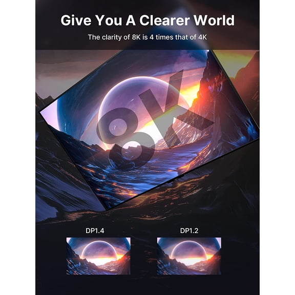 ASIASN-8K DisplayPort Cable 15ft, DP to DP Cable(8K@60Hz, 2K@240Hz, 4K@144Hz, 32.4Gbps), Compatible with Gaming Laptop TV PC Computer Monitor-Red