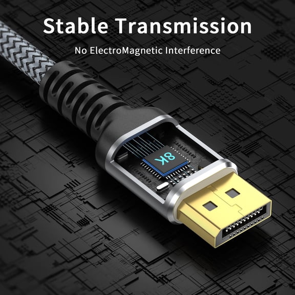 ASIASN-8K DisplayPort Cable,DP 1.4 Cable 25ft(8K@60Hz,4K@144Hz,2K@240Hz) Support 32.4Gbps,Gold Plated Connector,High Refresh Rate for Gaming Monitor,HDR,FreeSync G-Sync,Graphics Card,PC