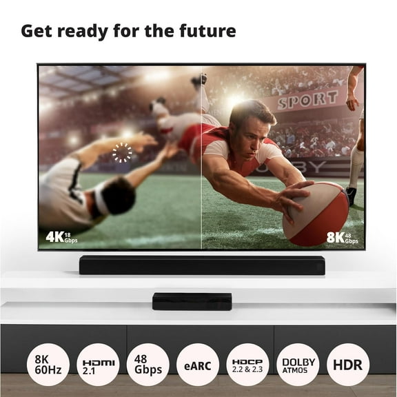 ASIASN-8K HDMI 2.1 Cable (6ft-2 Pack) Braided Cord, Metal Heading - Supports 48Gbps Ultra High Speed - 8K 60Hz, 5K 4K 1080p at 120Hz, Dynamic HDR, Dolby Vision, Dolby, eARC - CL3 Rated in-Wall Safe