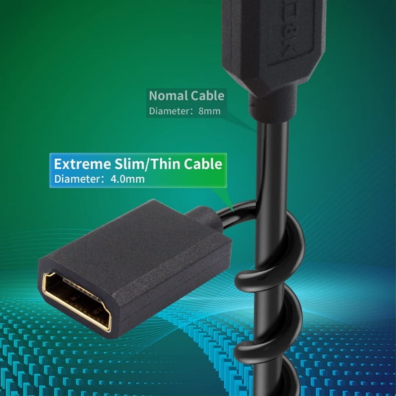 ASIASN-8K Right Angle HDMI to Micro HDMI Cable, 48Gbps Extreme Thin Micro HDMI to HDMI Extension Cable, Male to Female Support 8K@60Hz for Laptops, Cameras, Raspberry Pi 5 4 3.3FT/1M