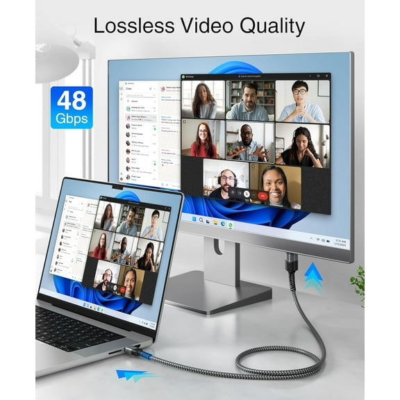 ASIASN-8K USB C to HDMI Cable (10FT, 8K 60Hz, Uni-Directional, 48Gbps, USB Type C 3.1, HDMI 2.1 Premium Braided Cord, USBC to HDMI) Thunderbolt 3/4 Compatible with Phone, Laptop, Tablet