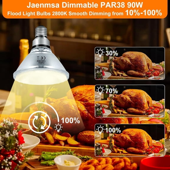 ASIASN-90 Watt Outdoor Floodlight Bulbs Par38, 120V 90W Halogen Flood Light Bulbs Dimmable, 2 Pack Indoor/Outdoor Floodlight Bulbs Soft White 2800K, Halogen Reptile Heating Bulbs E26 4050LM