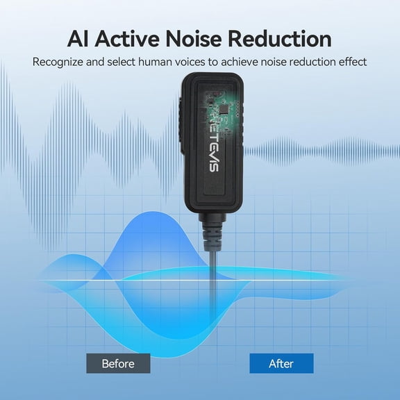 ASIASN-AI Active Noise Cancelling Two Way Radio Headset, Rechargeable, for RT22 RT21 H-777H RT68, Compatible with Pxton Baofeng BF-888S Kenwood Walkie Talkie, Walkie Talkie Earpiece with Mic(1 Pack)