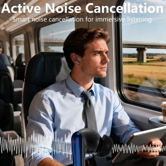 ASIASN-Active Noise Cancelling Wireless Earbuds with 60 Hour Long Battery Life,Bluetooth 5.4 in-Ear Earphones,Multi-Device Pairing,Enhanced Clear Call,Hi-Fi Stereo Ear Buds for Sport Walk