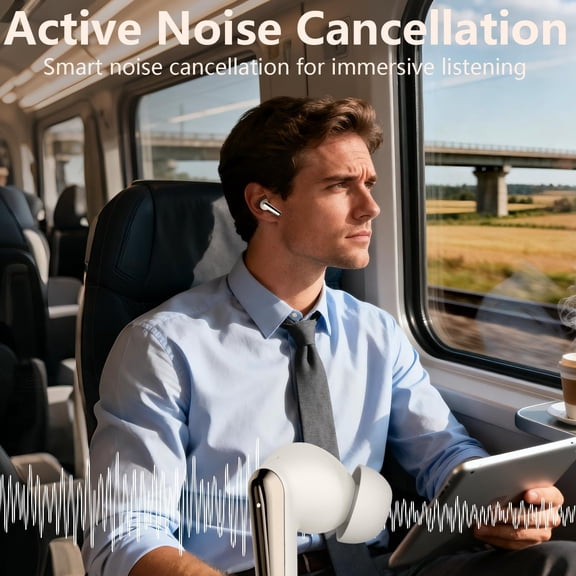 ASIASN-Active Noise Cancelling Wireless Earbuds with 60 Hour Long Battery Life,Bluetooth 5.4 in-Ear Earphones,Multi-Device Pairing,Enhanced Clear Call,Hi-Fi Stereo Ear Buds for Sport Walk
