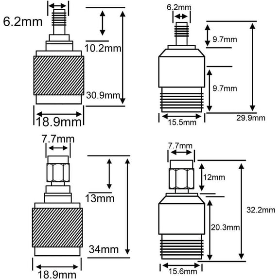 ASIASN-Adapter Kit 4 Type SMA to N, RF Connectors 8 Pieces, Wi-Fi Adapter SDR Compatible