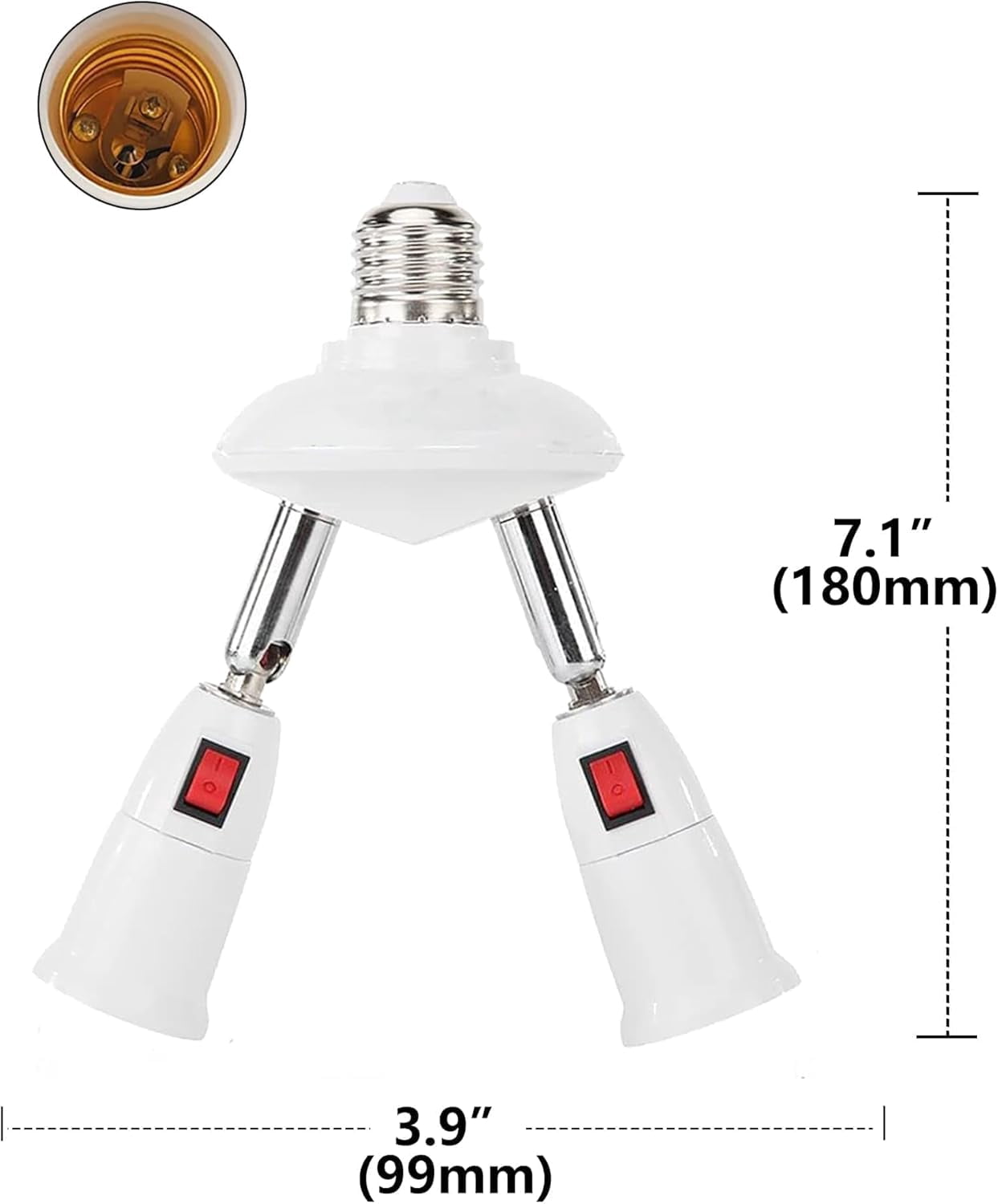 ASIASN-Adjustable Light Socket Extender [2-Pack], 360° Rotation & 180 ...