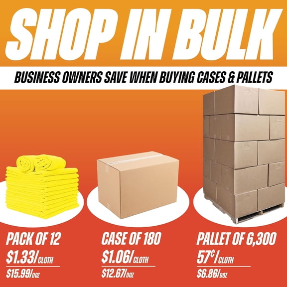 ASIASN-Arkwright Microfiber Cleaning Cloths - (Pack of 12) Large Lint & Streak-Free Drying Wash Towels, 300 GSM Super Absorbent & Quick Dry, Perfect Cleaner for Car, Glass, and Window, 16 x 16 in, Ye