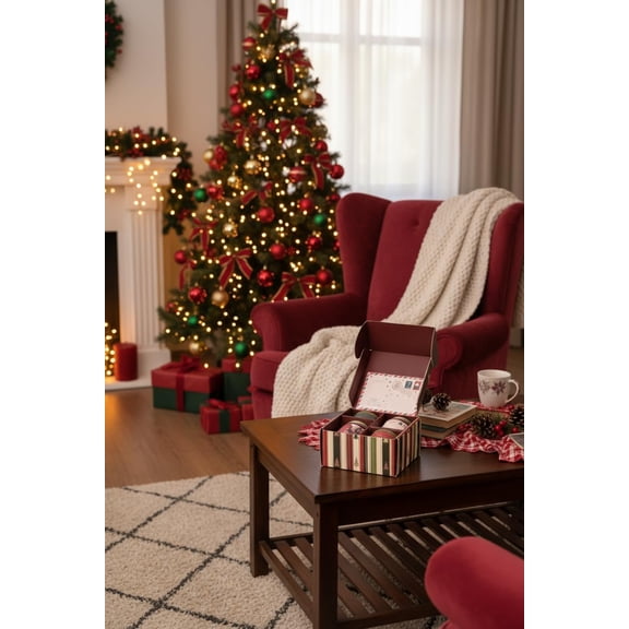 ASIASN-Aroma Bay 4 Pack Glass Jar & Tin Candle Set with Card, Gift for Coworkers, Long-Lasting 150 Hours, Birthday Gifts for Women/Men, BBF Gift(Scented-Fresh Frasier, Red Berry, Vanilla Mint, Holida