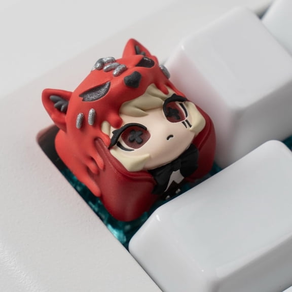 ASIASN-Artisan Keycaps, Cute Kawaii Red Riding Hood-Keycaps, Shine Through Resin Handmade, Single 1U Replace Key for ESC Key Mechanical Keyboard
