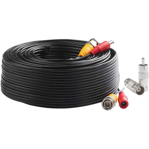 ASIASN-BNC Video Power Cable (150 Feet) Video Security Camera Cable Wire with Two Connectors for CCTV DVR Surveillance System