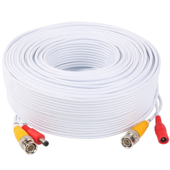 ASIASN-BNC Video Power Cable 150 Feet Video Security Camera Cable Wire with Two Connectors for CCTV DVR Surveillance System