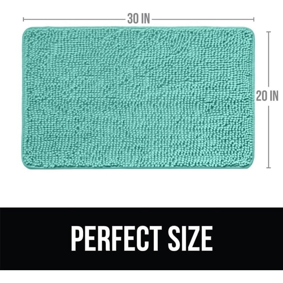 ASIASN-Bathroom Rugs, Chenille Soft Absorbent Bath Rug, Shaggy Shower Mat, Quick Dry Machine Wash Bathmat, Plush Carpet Mats for Tub, Bathtub and Room Home Decor Accessories, 30x20, Turquoise