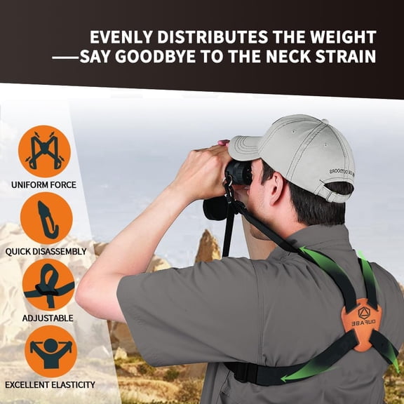 ASIASN-Binocular Harness Strap, X-shaped Adjustable and Deluxe Bino Chest Straps for Hunting, Fits for Carrying Binocular, Cameras, Rangefinders and More
