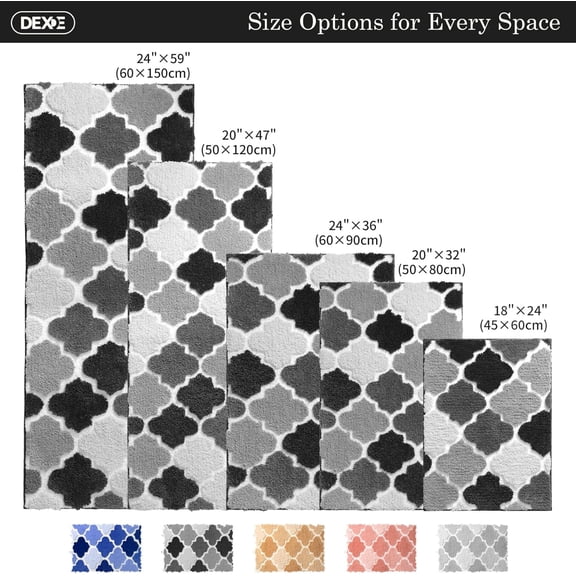 ASIASN-Black Bathroom Rugs 20x32 Non-Slip Extra Absorbent Shaggy Bath Mat Machine Washable Soft Plush Throw Bath Rug for Bathroom Floor Tub and Shower