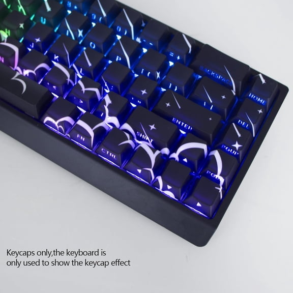 ASIASN-Black Key Caps - PBT Side Printed Translucent Keycaps, Star Rain Theme 74 Keys Cherry Profile Keycap Set Suitable for Cherry MX Switches 60/61/65/67/68 Mechanical Keyboards (Key Caps Only)