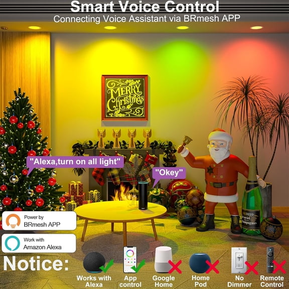 ASIASN-Black Smart Recessed Lighting 4 Inch RGBCW Color Changing 12W LED Downlight with Junction Box,1000 Lumen Recessed Ceiling Light Compatible with Alexa,Dimmable by Bluetooth Control -1Pack