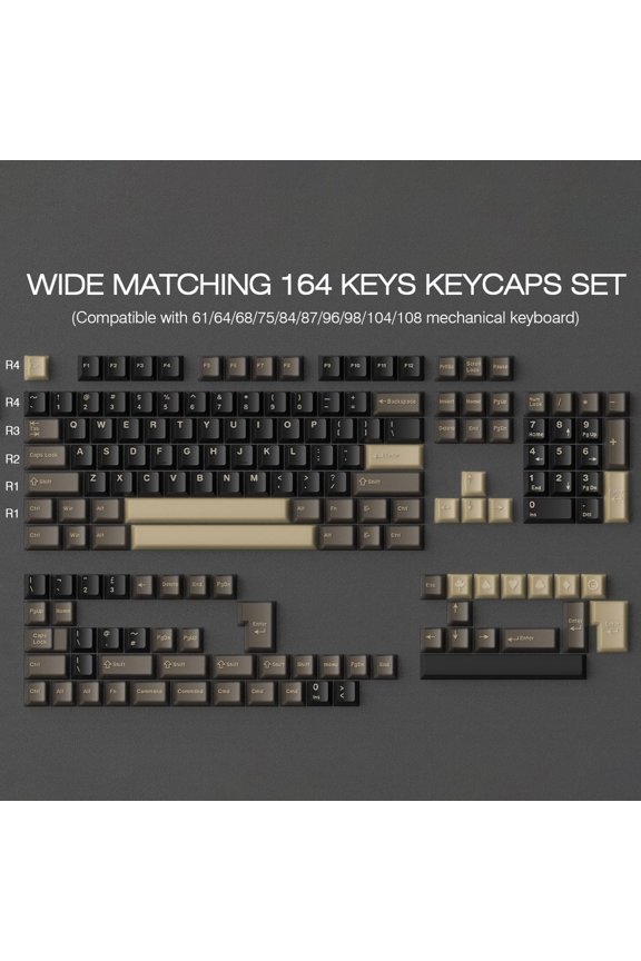 -Black Translucent Custom Keycaps,163 Keys Double Shot PBT Keycaps,Cherry Profile Key Caps Keyboard Keycap Set for Cherry MX Switches Mechanical Keyboard(Black)