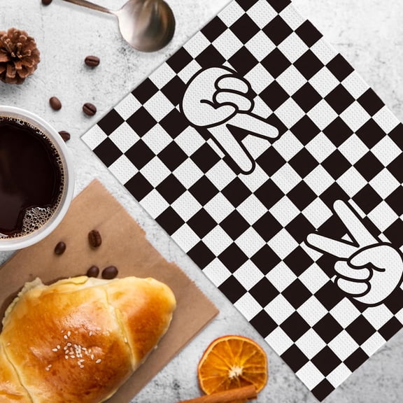 ASIASN-Black and White Checkered Kitchen Towels and Dishcloths Set of 2, Checkered Kitchen Decor, Checkered Dish Towels, Preppy Decorative Hand Tea Towels for Boys Bathroom Kitchen, 1624 Inches