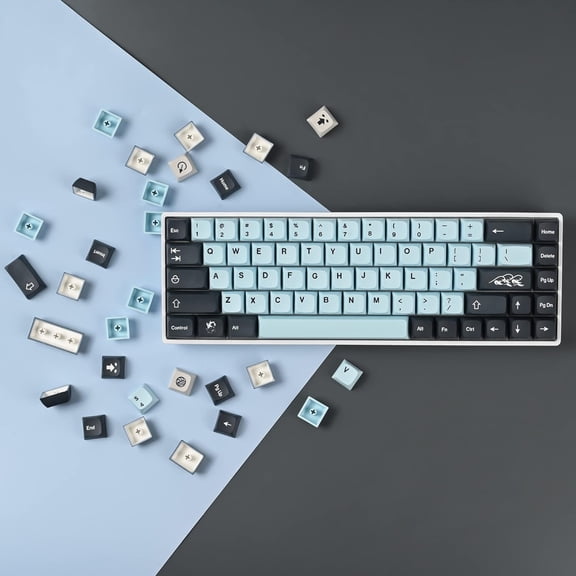 ASIASN-Blue PBT Keycaps Set, 84 Keys, XDA Profile, Custom Mechanical Keyboard Keycaps for Cherry MX Switches