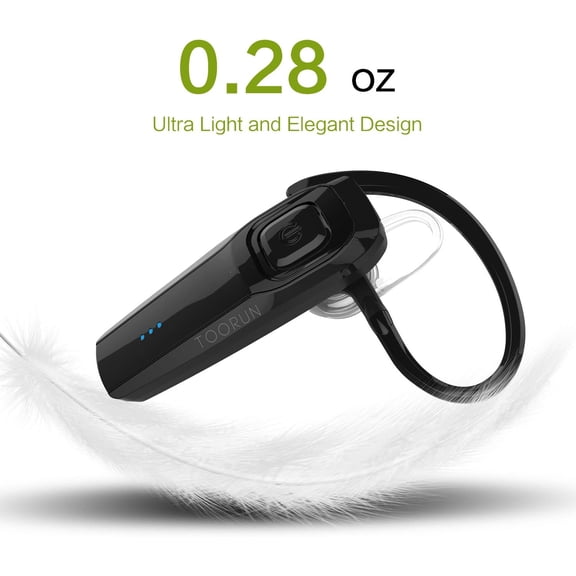 ASIASN-Bluetooth Headset, M26 Bluetooth Earpiece Handsfree V5.0 Wireless Headphone with Noise Cancelling and Microphone Compatible for Android iPhone Cell Phone Laptop - Black