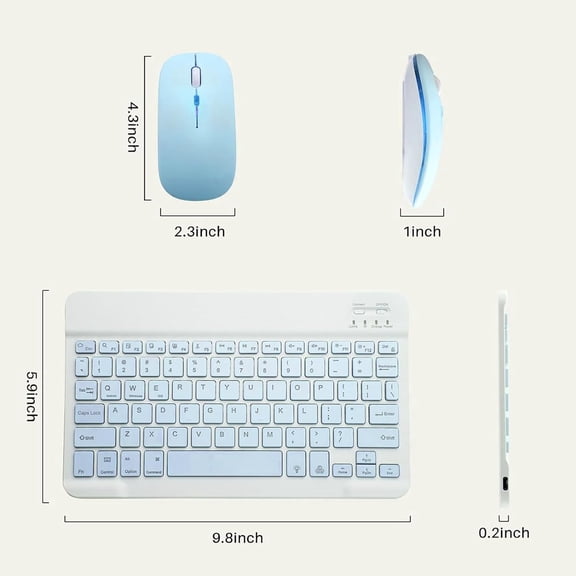 ASIASN-Bluetooth Keyboard and Mouse Combo for iPad - Rechargeable Wireless Keyboard & Mouse with 7-Color Backlit Compatible with iPad 9th/8th Gen, iPad Pro/Air/Mini, iPhone14/13/12 Pro,(10 inch Blue)